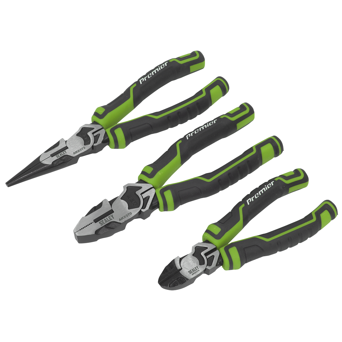 Sealey 3pc High Leverage Pliers Set - Hi-Vis Green AK8376HV
