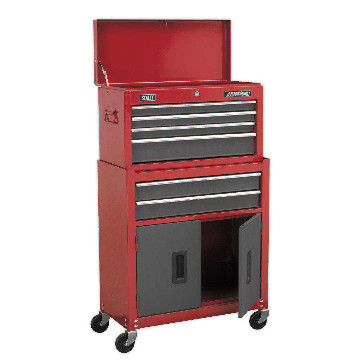 Sealey 6 Drawer Topchest & Rollcab Combination with Ball-Bearing Slides - Red/Grey AP2200BB