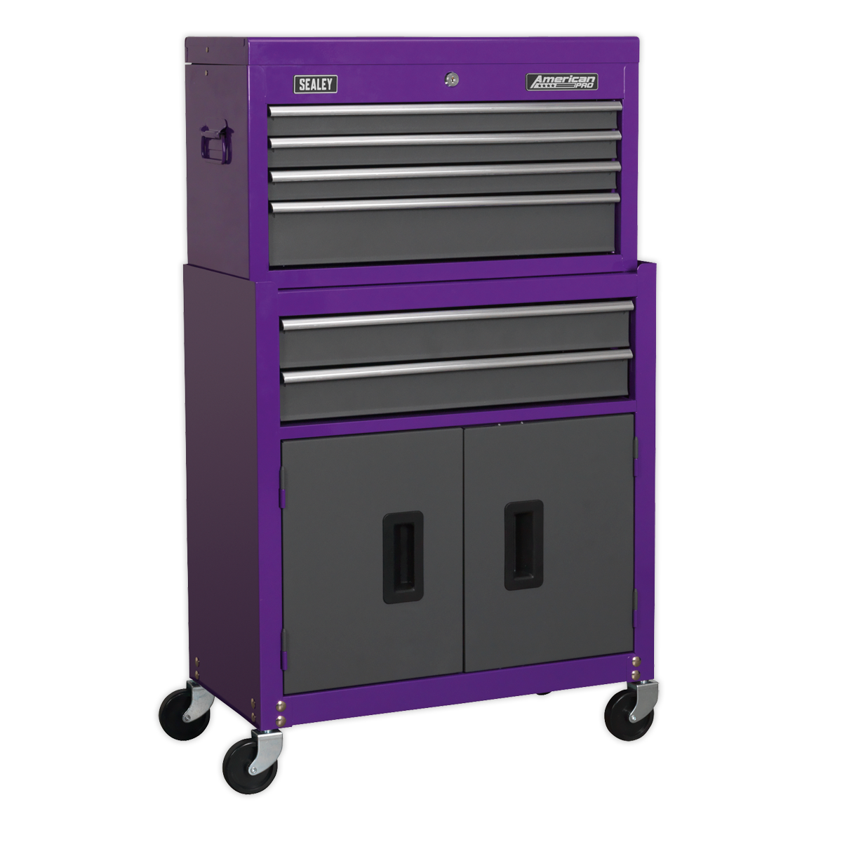Sealey 6 Drawer Topchest & Rollcab Combination with Ball-Bearing Slides - Purple/Grey AP2200BBCP