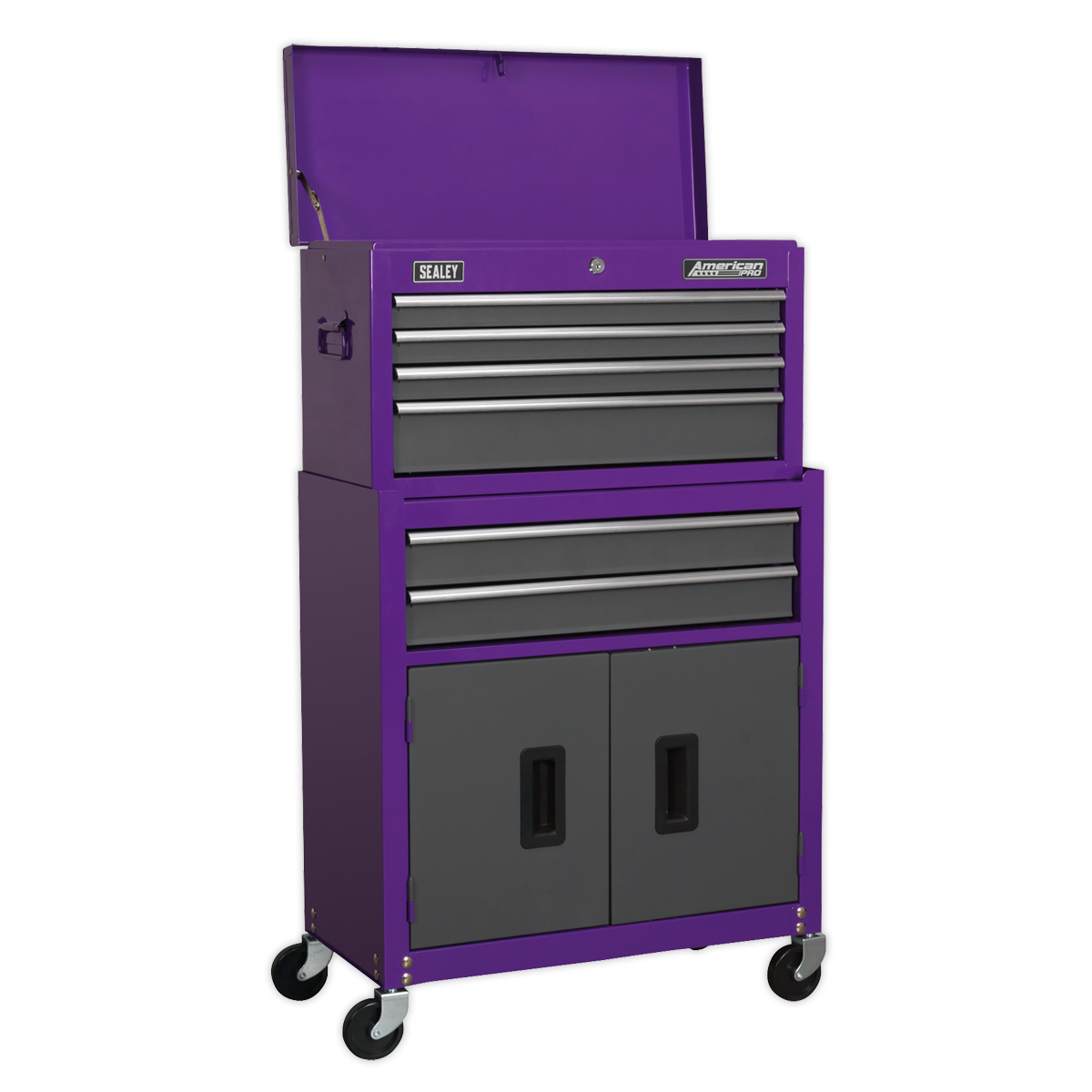 Sealey 6 Drawer Topchest & Rollcab Combination with Ball-Bearing Slides - Purple/Grey AP2200BBCP