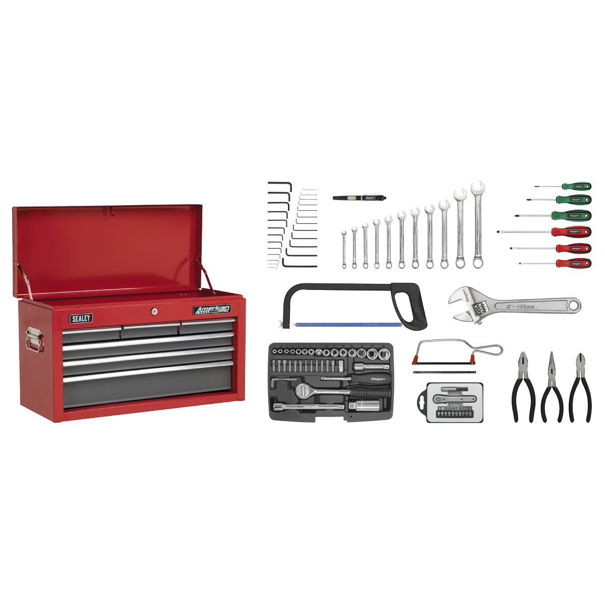 Sealey 6 Drawer Topchest with Ball-Bearing Slides & 98pc Tool Kit AP2201BBCOMBO