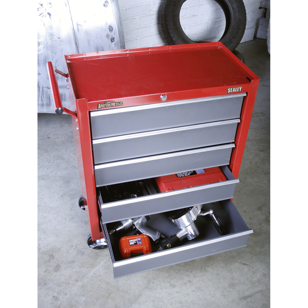 Sealey 5 Drawer Rollcab with Ball-Bearing Slides - Red/Grey AP22505BB