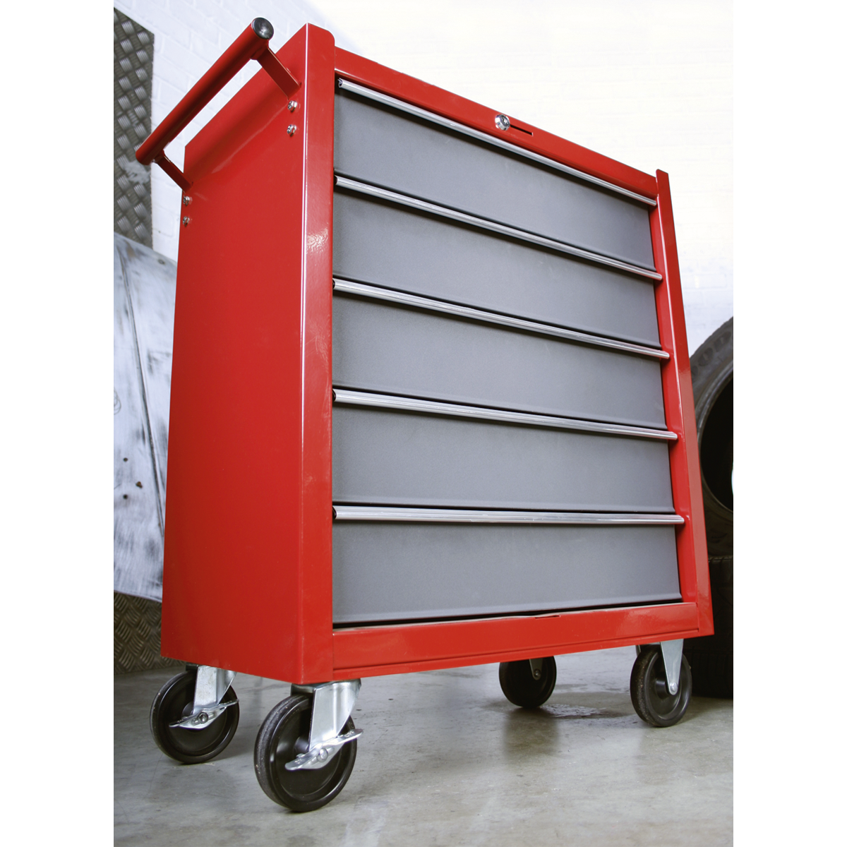 Sealey 5 Drawer Rollcab with Ball-Bearing Slides - Red/Grey AP22505BB