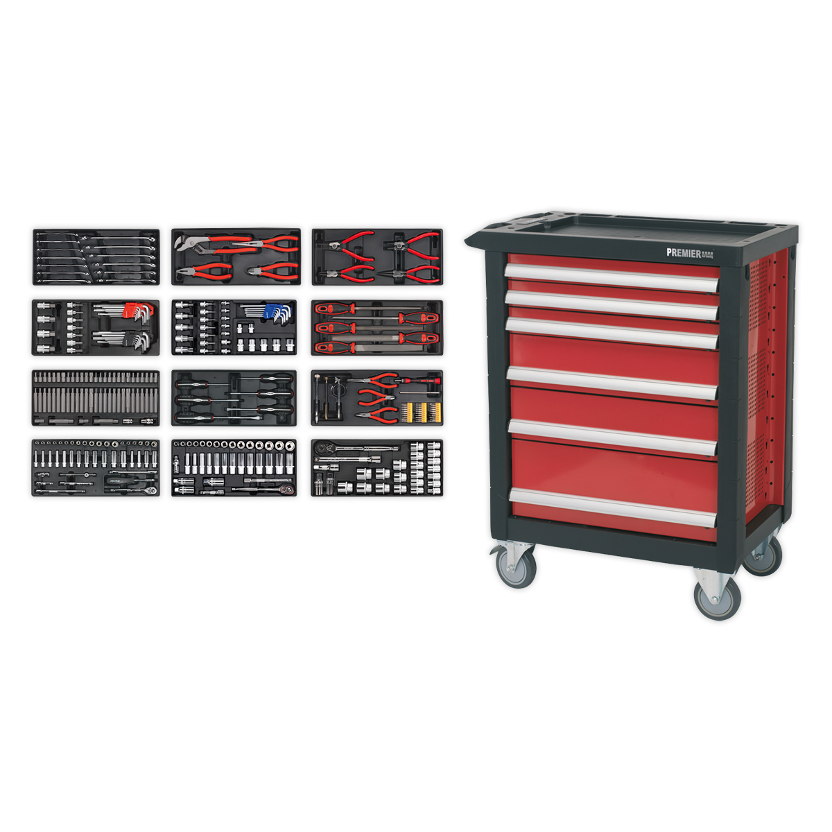 Sealey Rollcab 6 Drawer with Ball-Bearing Slides with 298pc Tool Kit AP2406TBTC01