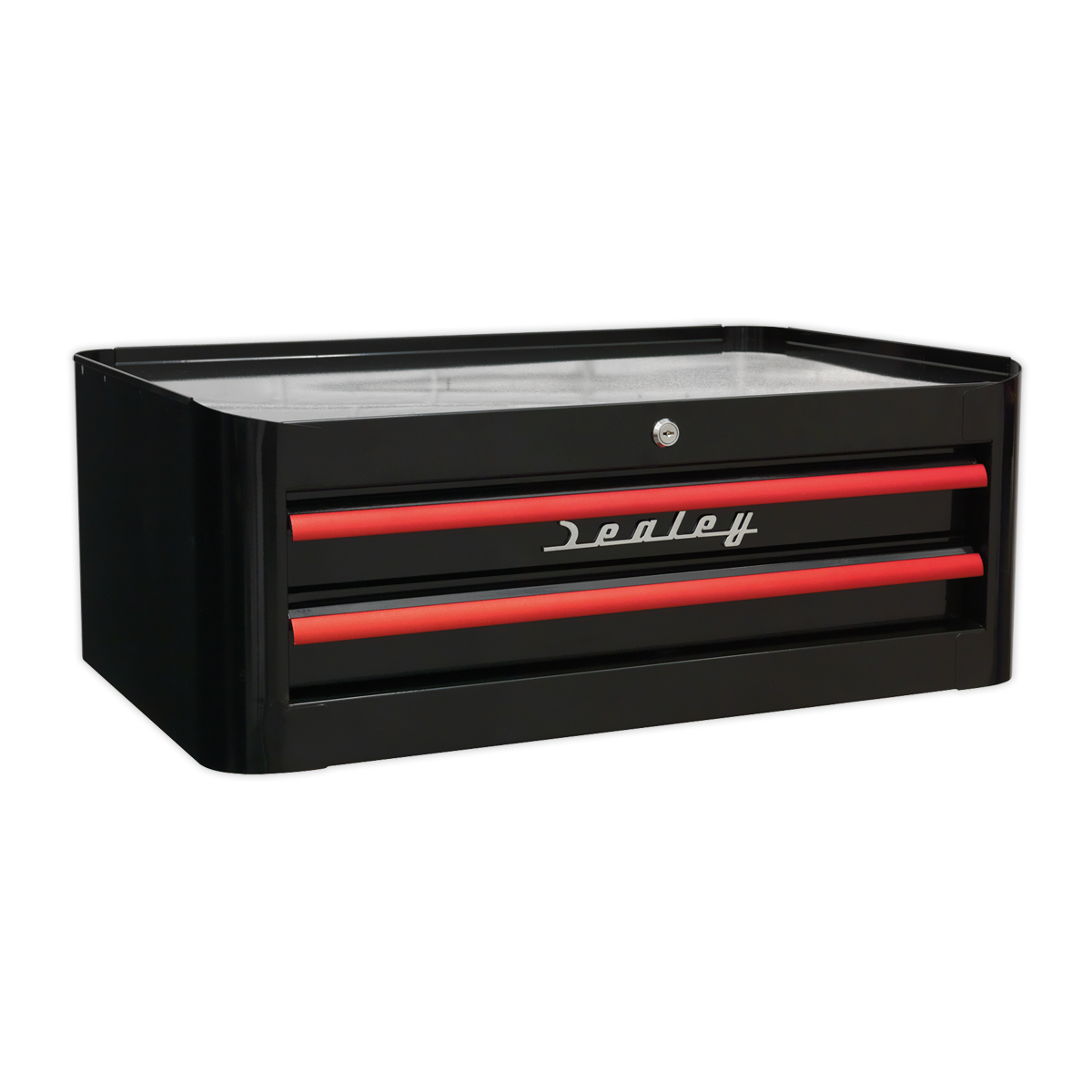 Sealey 2 Drawer Retro Style Mid-Box - Black with Red Anodised Drawer Pulls AP28102BR