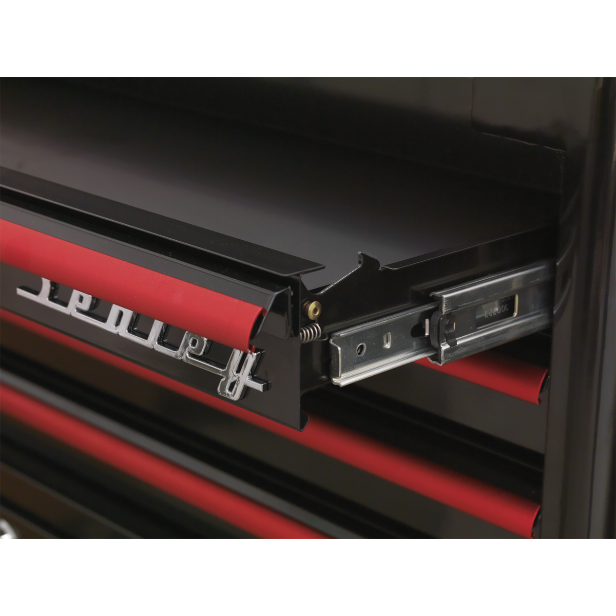 Sealey 4 Drawer Retro Style Topchest - Black with Red Anodised Drawer Pulls AP28104BR