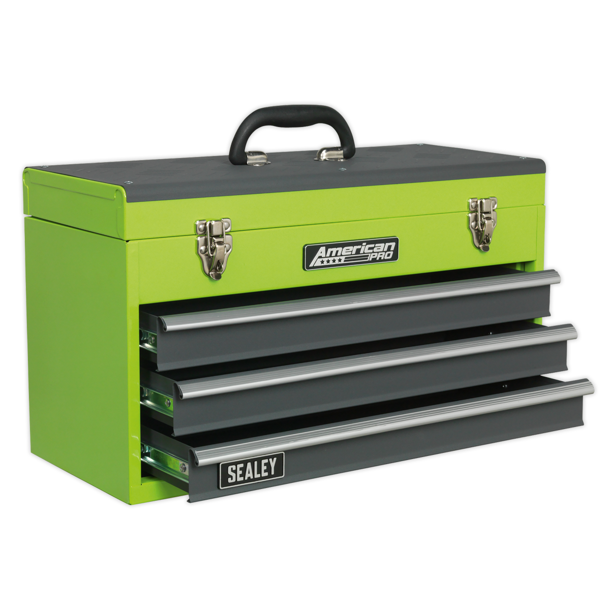 Sealey 3 Drawer Portable Tool Chest with Ball-Bearing Slides - Hi-Vis Green/Grey AP9243BBHV