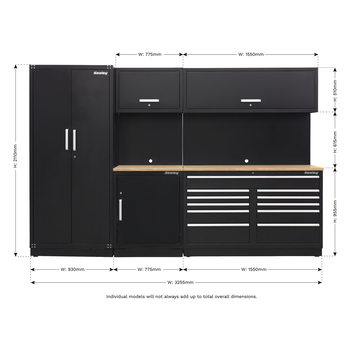 Sealey Premier 3.3m Storage System - Oak Worktop APMSCOMBO2W