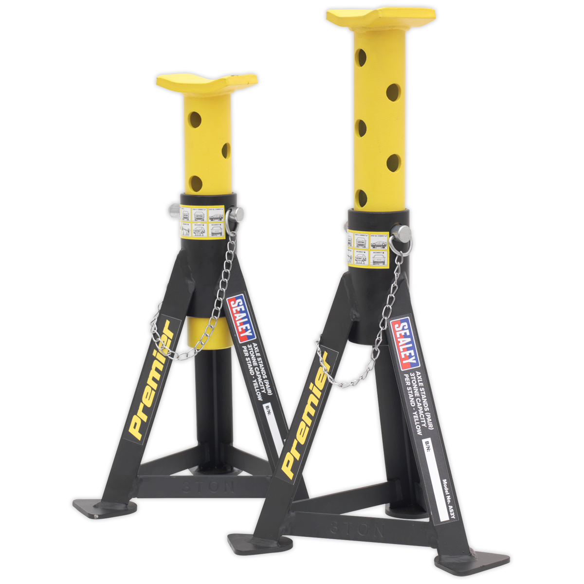 Sealey Axle Stands (Pair) 3tonne Capacity per Stand - Yellow AS3Y