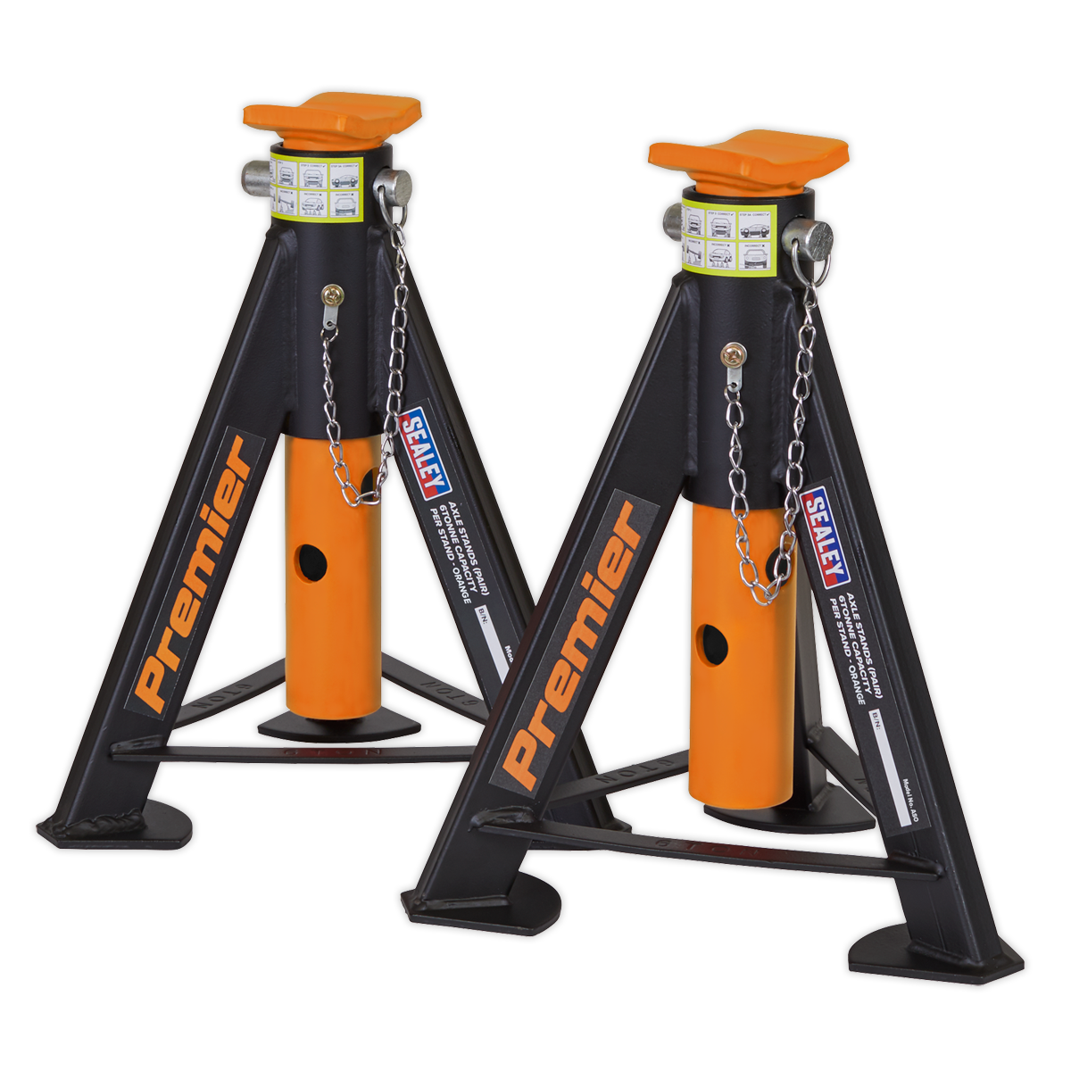 Sealey Axle Stands (Pair) 6tonne Capacity per Stand - Orange AS6O