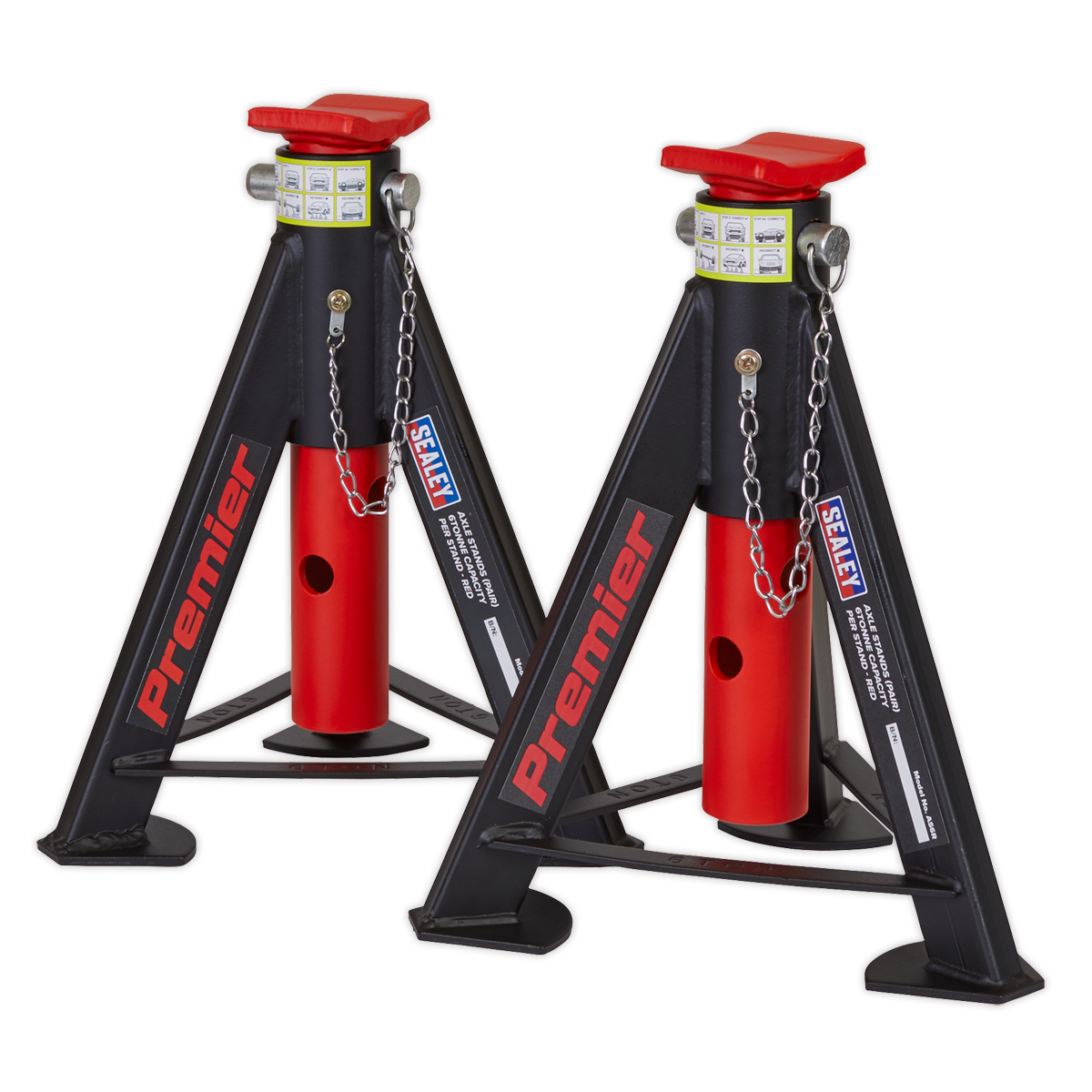 Sealey Axle Stands (Pair) 6tonne Capacity per Stand - Red AS6R
