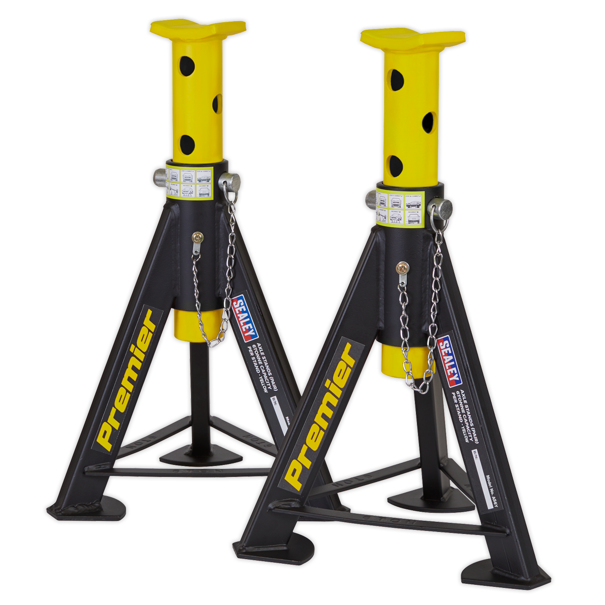 Sealey Axle Stands (Pair) 6tonne Capacity per Stand - Yellow AS6Y