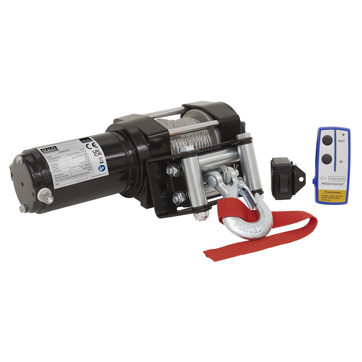 Sealey 12V ATV Winch 1000kg Line Pull ATV1000W