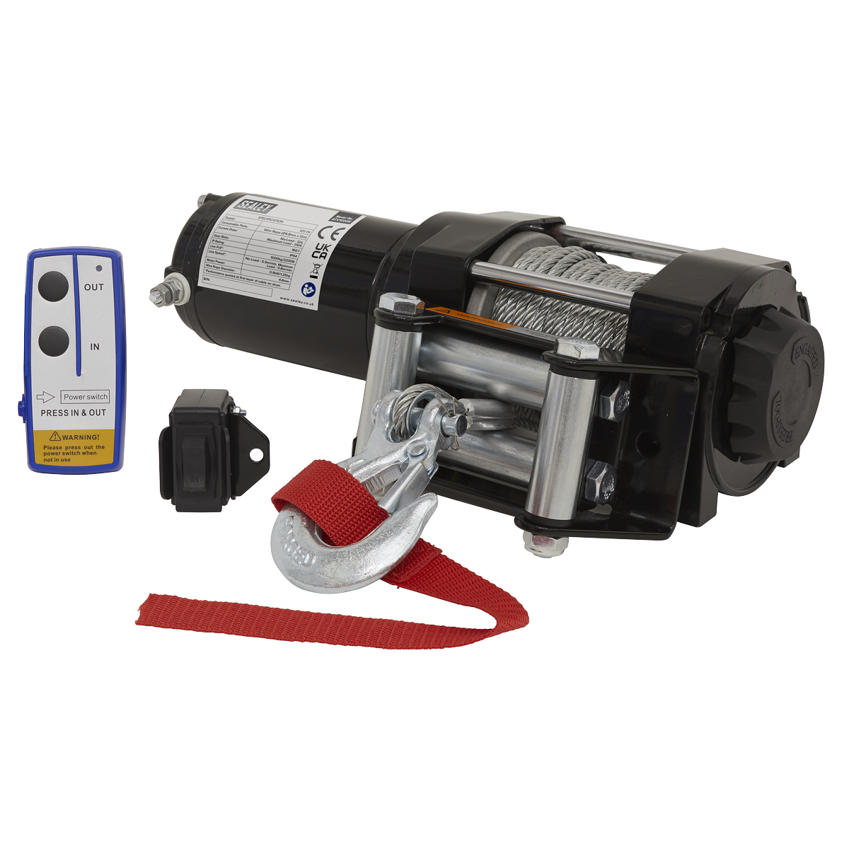 Sealey 12V ATV Winch 1000kg Line Pull ATV1000W