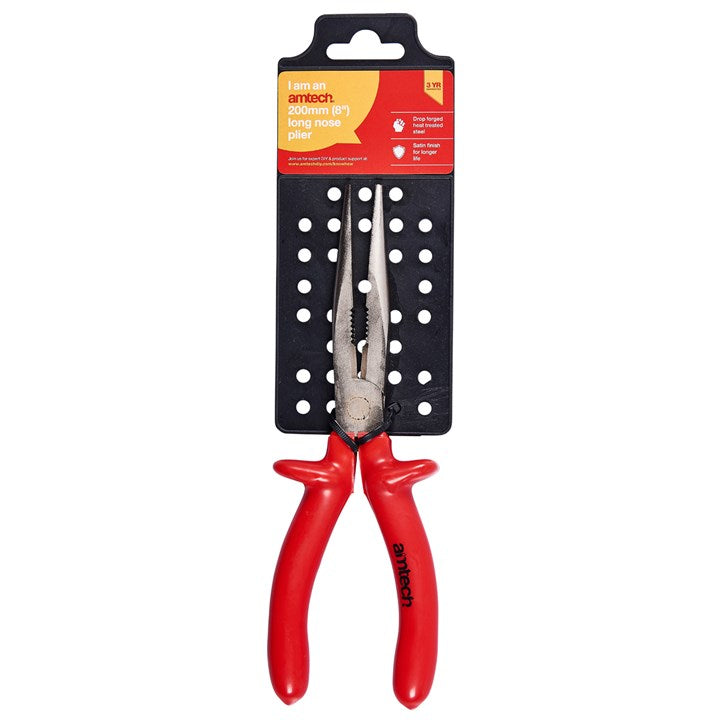 Amtech 200mm (8") Long nose plier with slip guard handle B0425