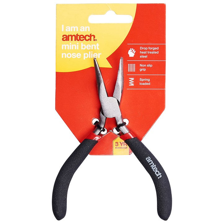 Amtech Mini bent nose pliers with spring B3190