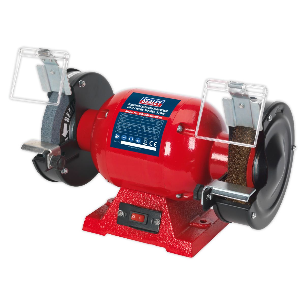 Sealey Ø150mm Bench Grinder with Wire Wheel 370W BG150XLW/98