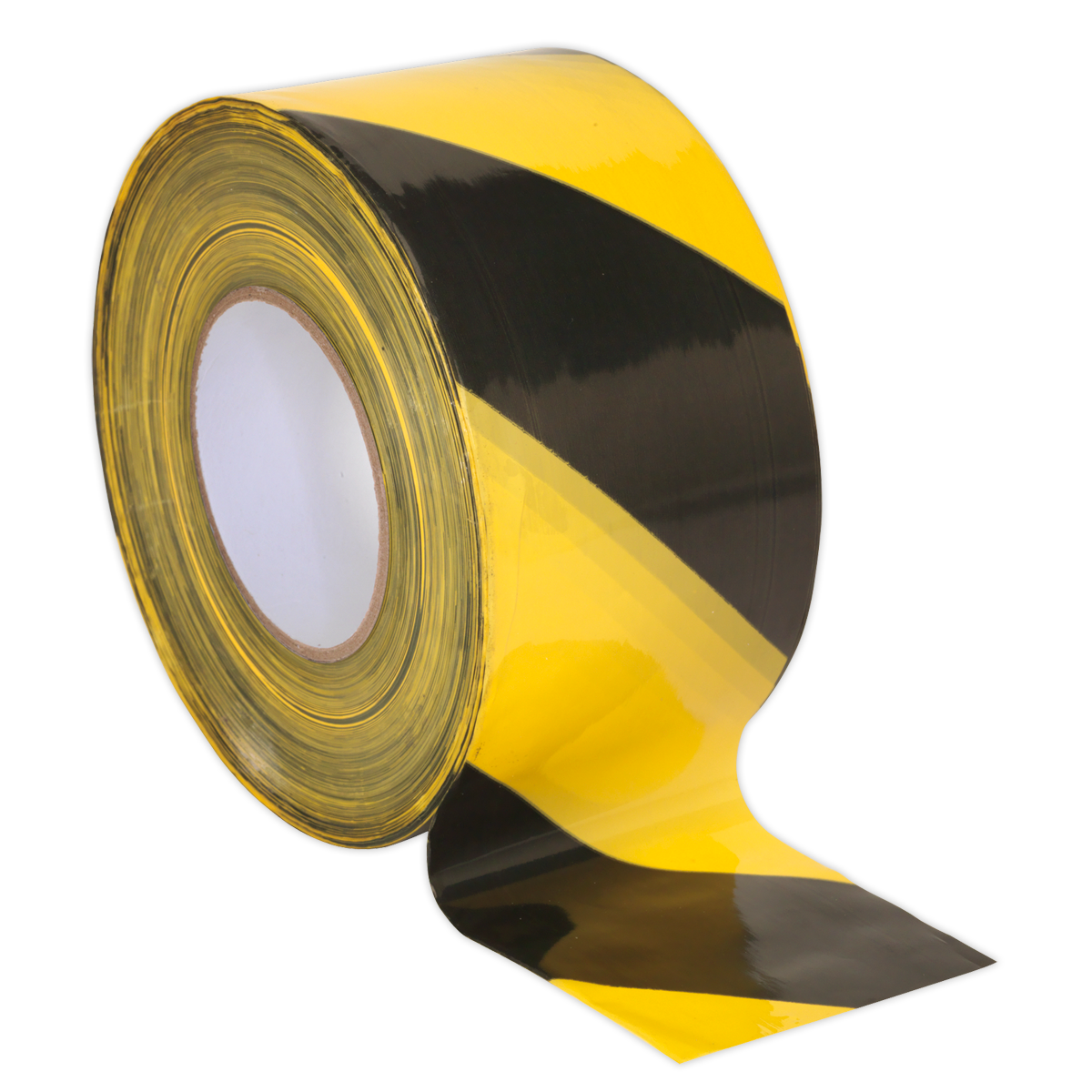 Sealey 80mm x 100m Black/Yellow Non-Adhesive Hazard Warning Barrier Tape BTBY