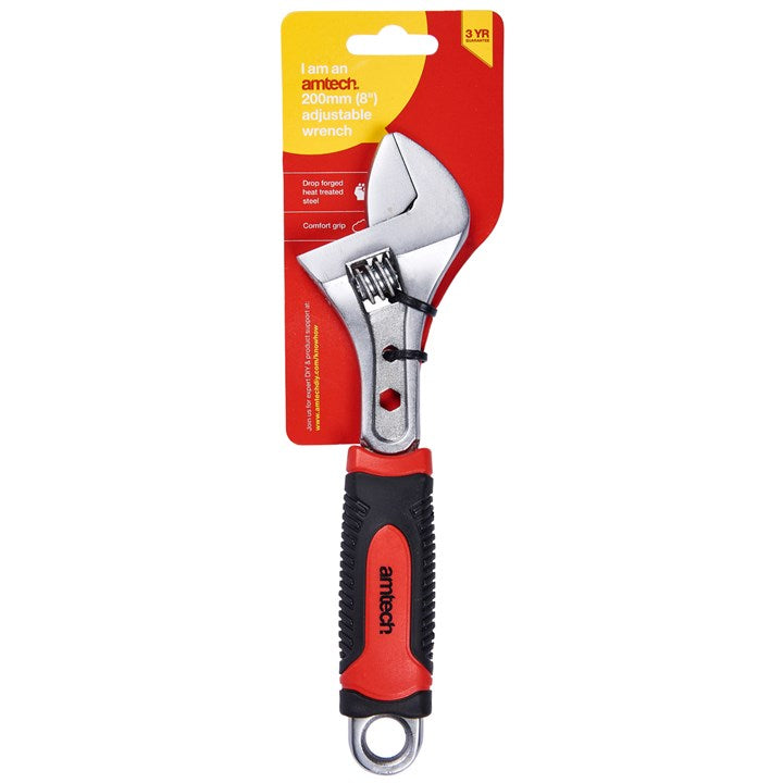 Amtech 200mm (8") Adjustable wrench with 2 extra hex sockets (5mm & 7mm) C1685
