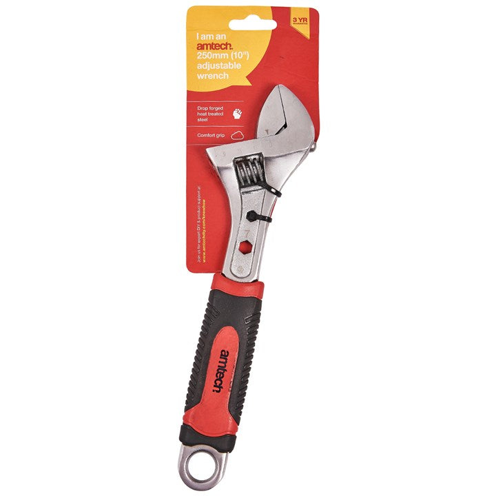 Amtech 250mm (10") Adjustable wrench with 2 extra hex sockets (7mm & 9mm) C1690