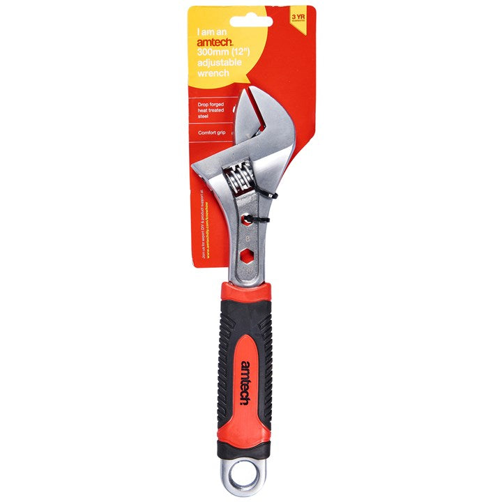 Amtech 300mm (12") Adjustable wrench with 2 extra hex sockets (8mm & 10mm) C1695