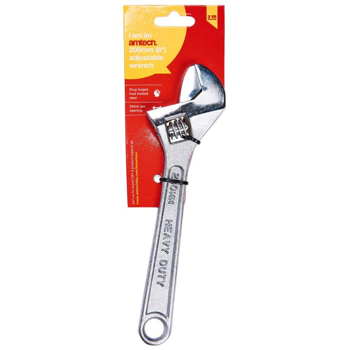 Amtech 200mm (8") Adjustable wrench with 24mm (1") jaw opening C1900