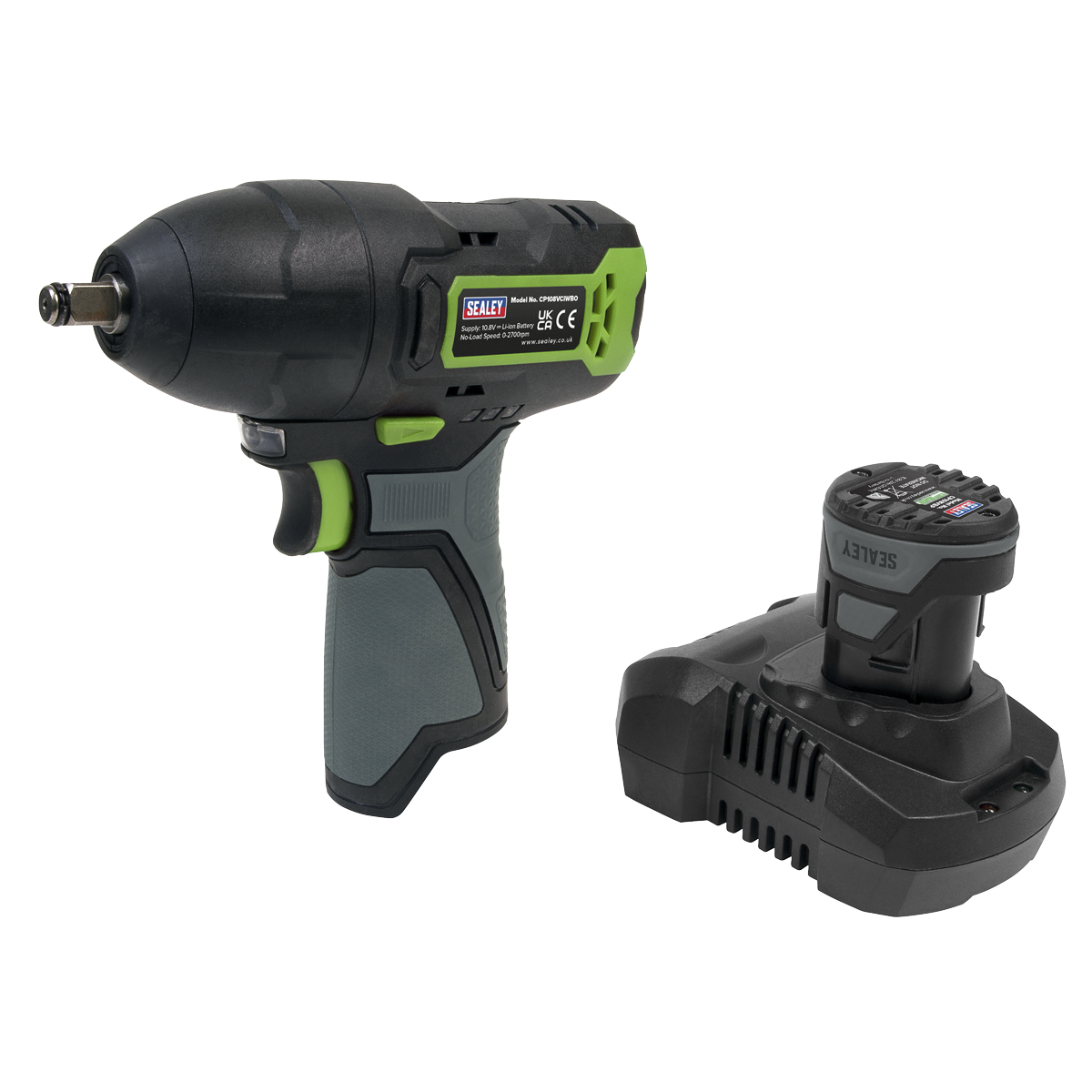 Sealey 10.8V 2Ah SV10.8 Series 3/8"Sq Drive Cordless Impact Wrench Kit CP108VCIW