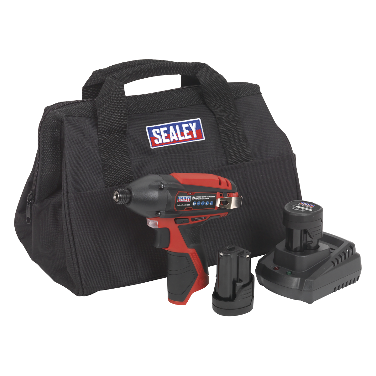 Sealey 12V SV12 Series 1/4"Hex Drive Impact Driver Kit - 2 Batteries CP1203KIT