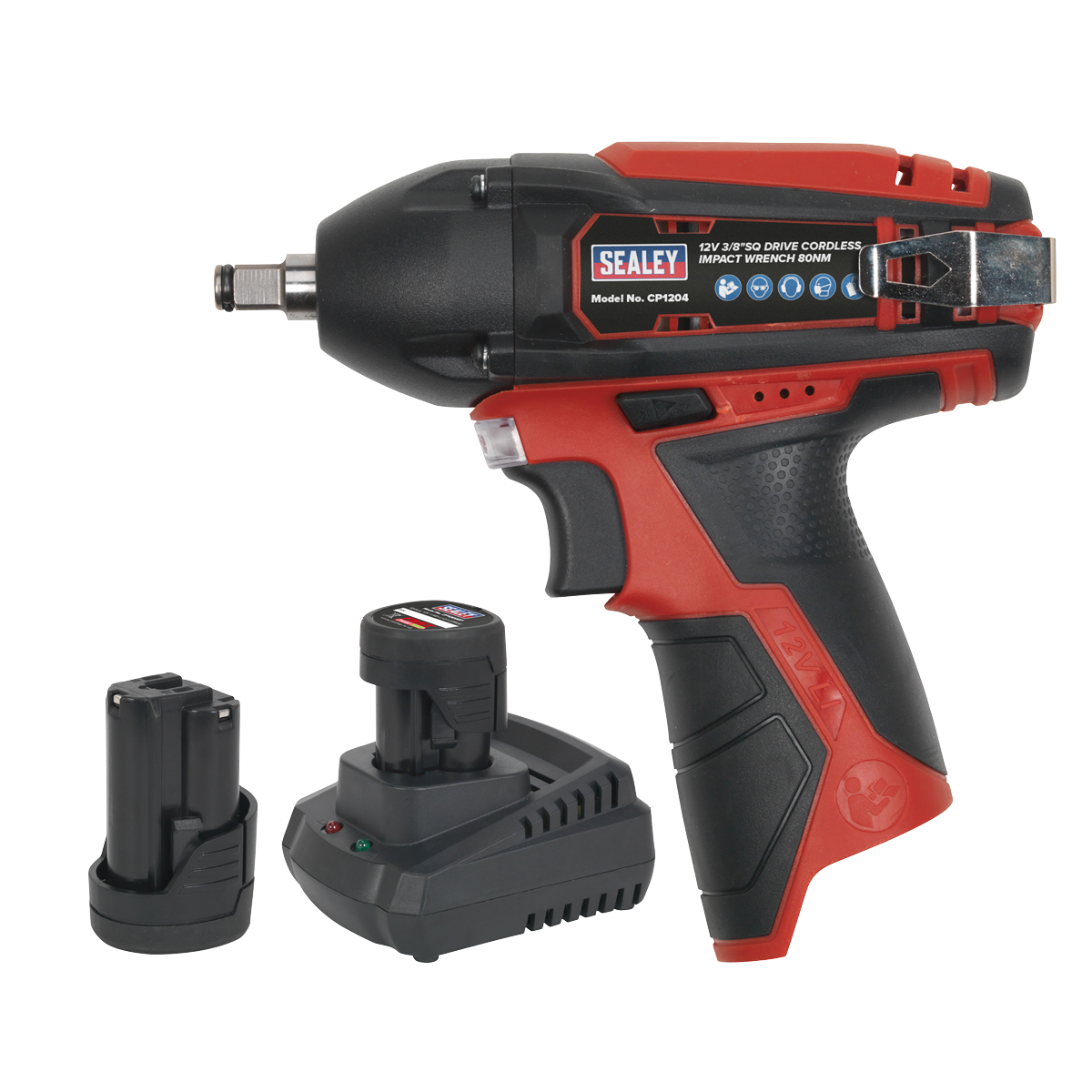 Sealey 12V SV12 Series 3/8"Sq Drive Impact Wrench Kit - 2 Batteries CP1204KIT