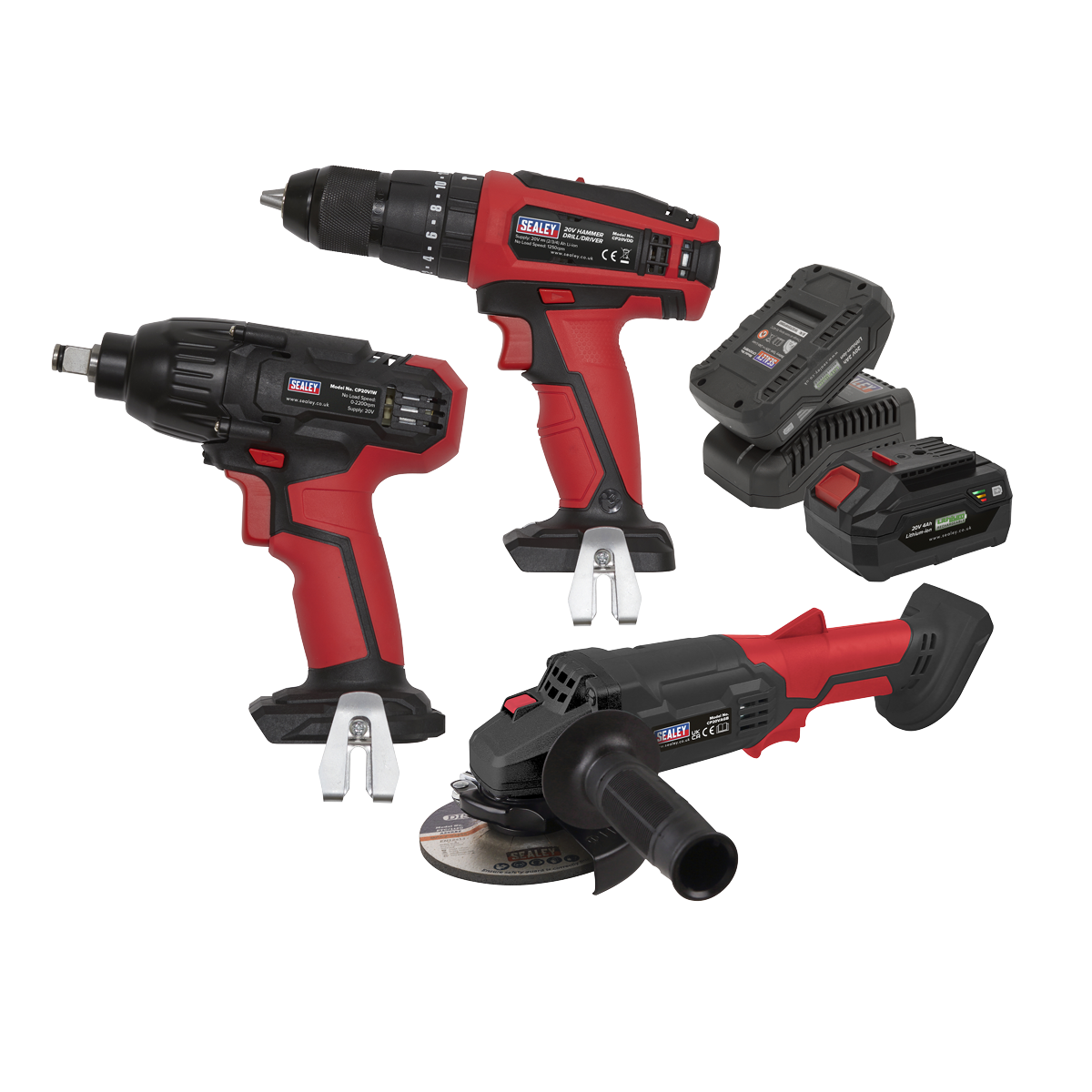 Sealey 3 x 20V Cordless Tool Combo - 2 Batteries CP20VCOMBO1