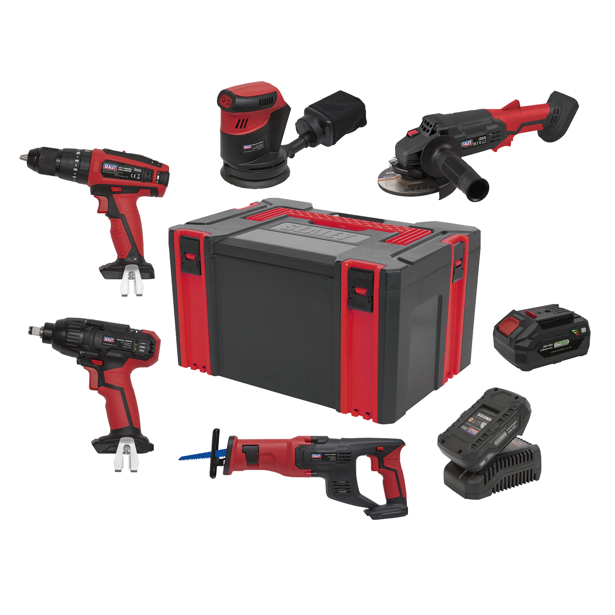 Sealey 5 x 20V Cordless Tool Combo - 2 Batteries CP20VCOMBO2