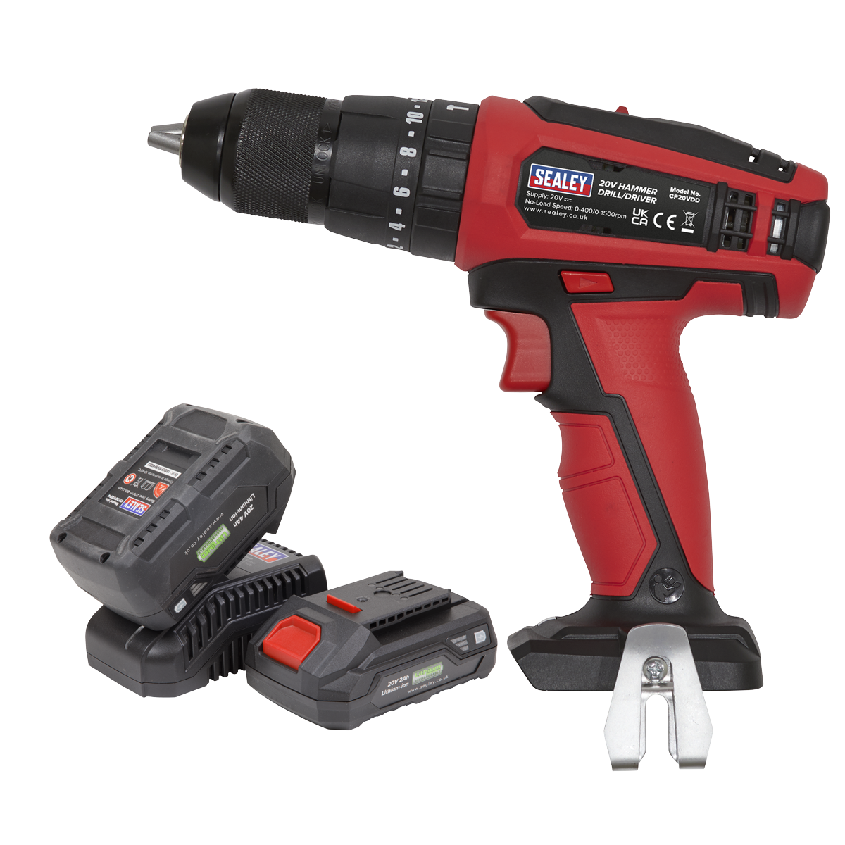 Sealey 20V SV20 Series Ø13mm Hammer Drill/Driver Kit - 2 Batteries CP20VDDKIT