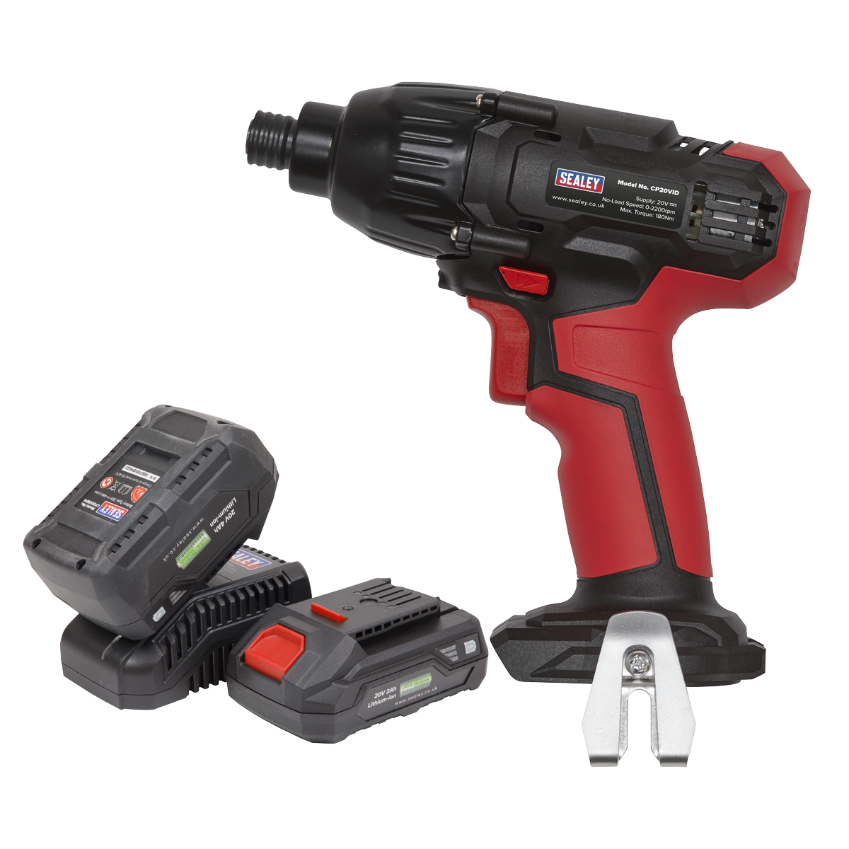 Sealey 20V SV20 Series 1/4"Hex Drive Impact Driver Kit - 2 Batteries CP20VIDKIT