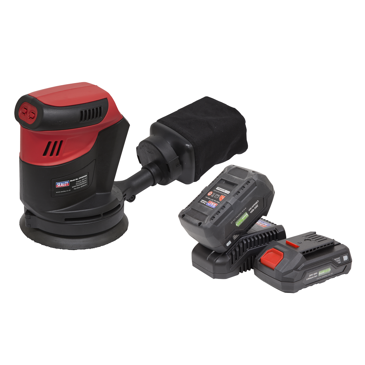 Sealey 20V Ø125mm Cordless Orbital Palm Sander Kit - 2 Batteries CP20VOSKIT