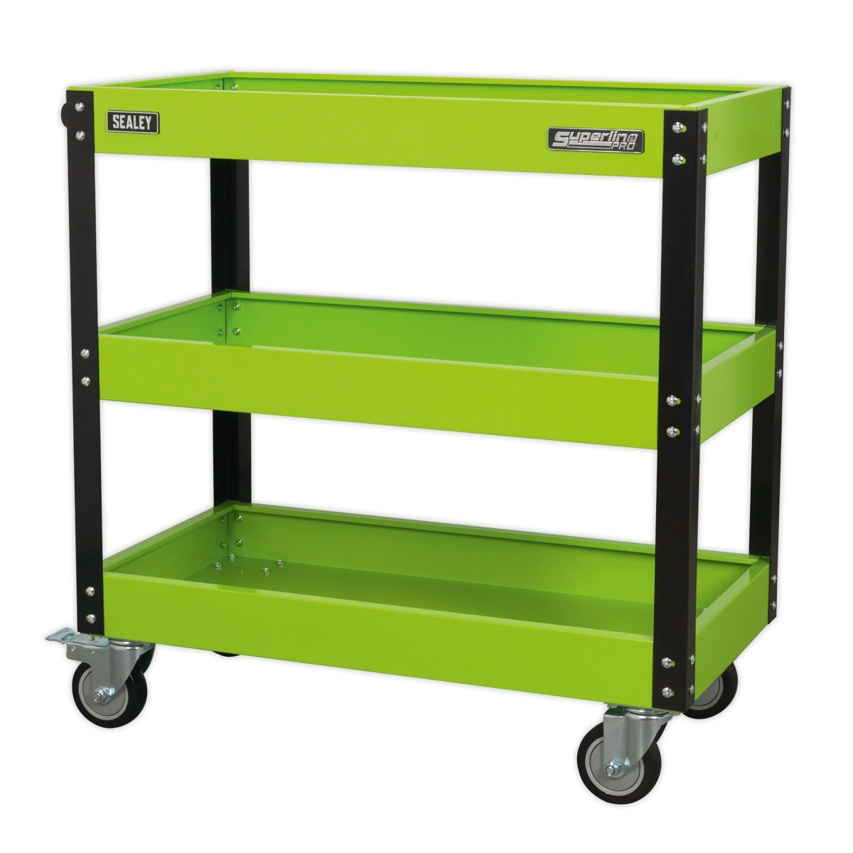 Sealey 3-Level Heavy-Duty Workshop Trolley - Hi-Vis Green CX110HV
