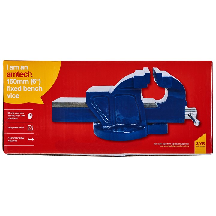 Amtech 150mm (6") Fixed bench vice with anvil D4200