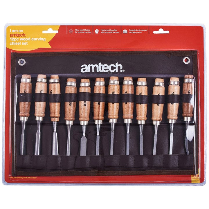 Amtech 12 Piece wood carving chisel set E0900