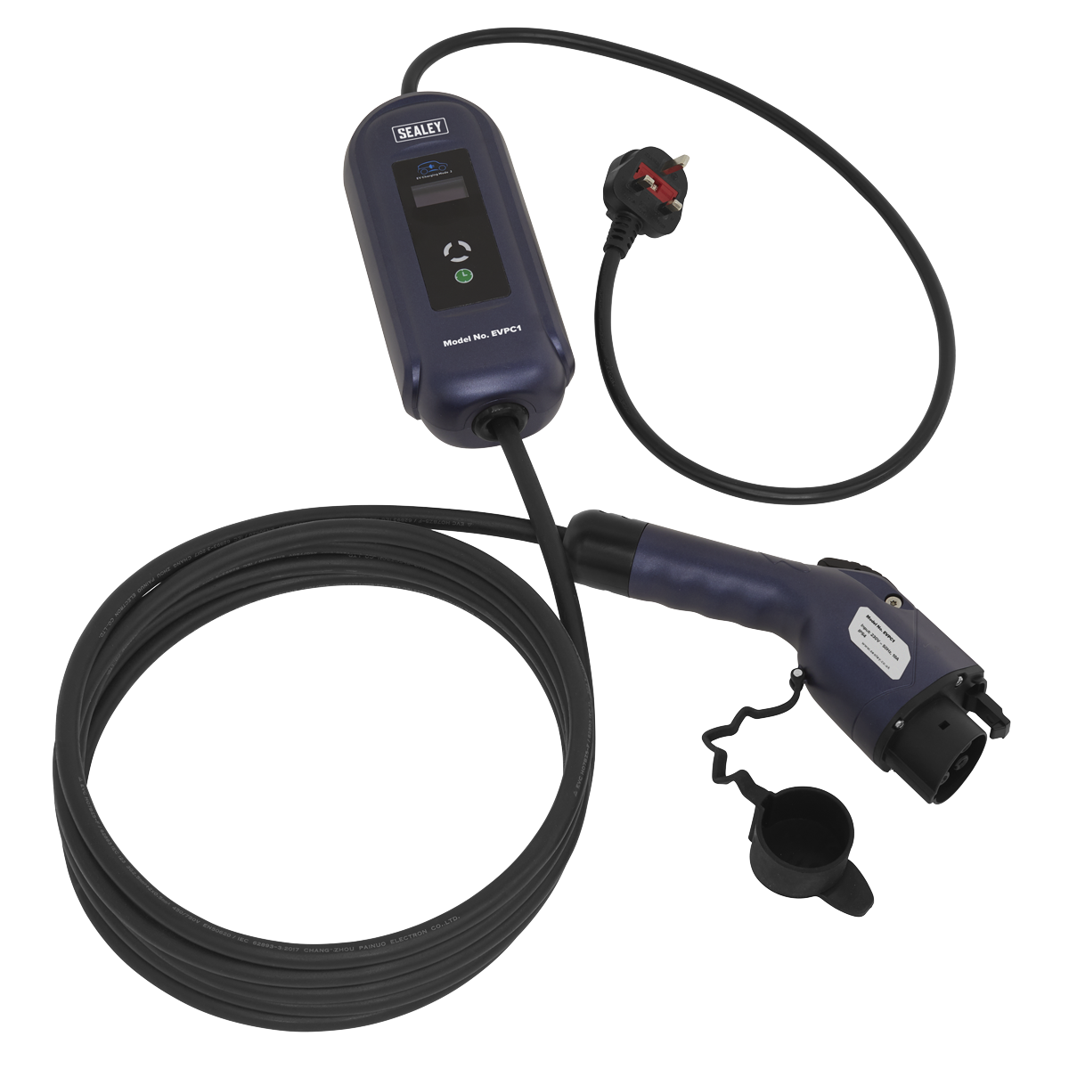 Sealey 10A Type 1 to UK 3-Pin Plug Portable EV Charger - 5m Cable EVPC1