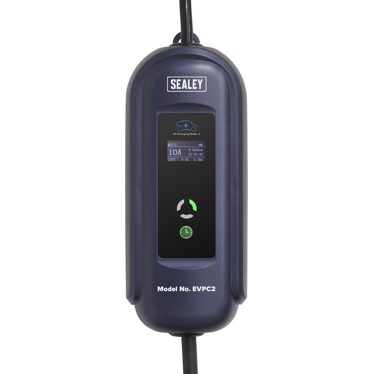 Sealey 10A Type 2 to UK 3-Pin Plug Portable EV Charger - 5m Cable EVPC2