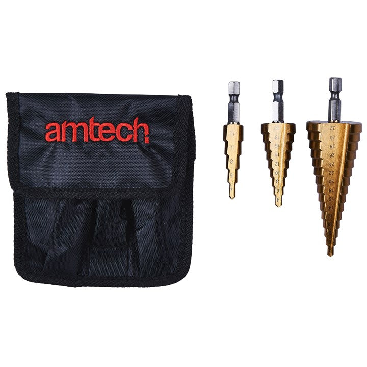 Amtech 3 Piece high speed steel step drill set (large) F0790