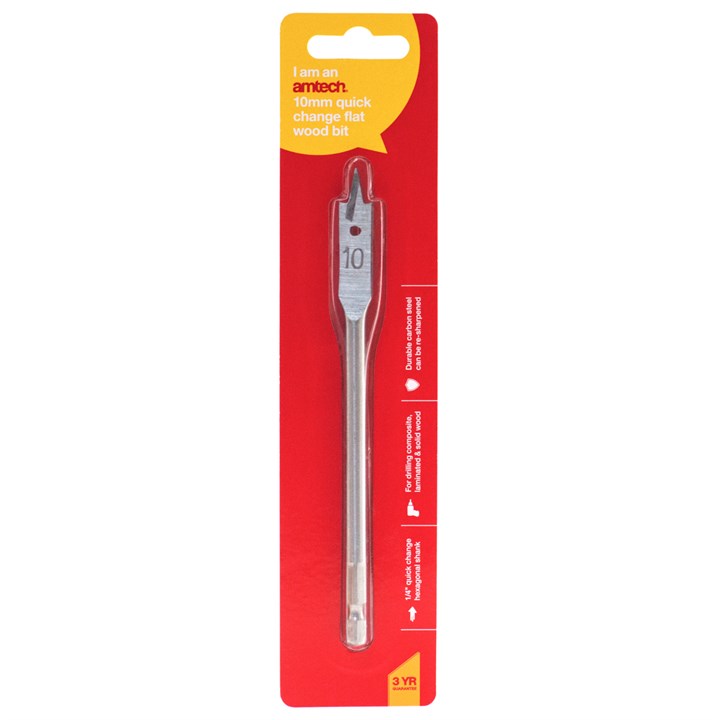 Amtech 10mm x 152mm quick change flat wood bit F1410