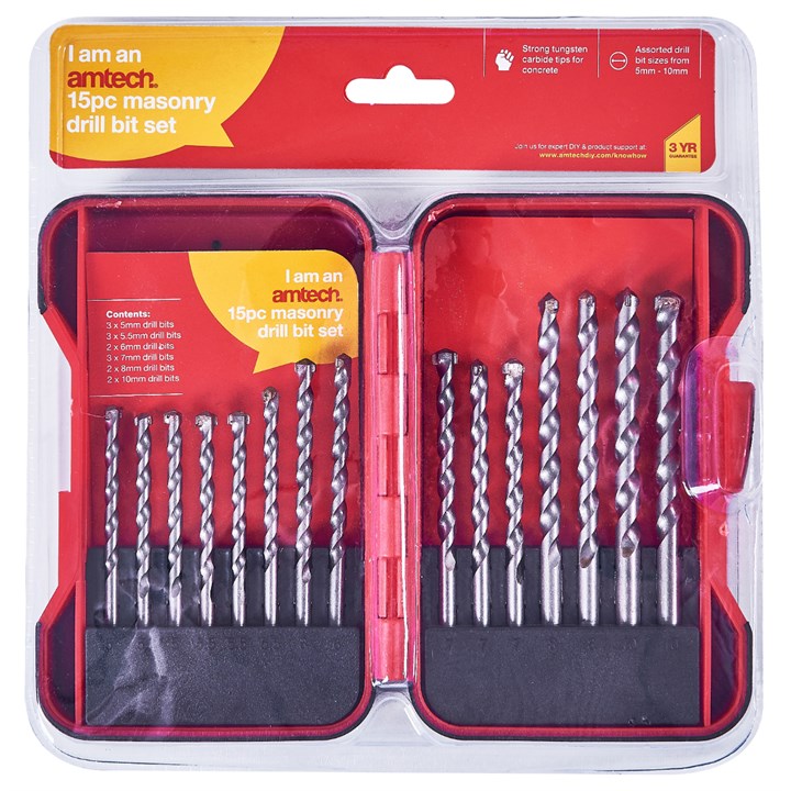 Amtech 15 Piece Tungsten masonry drill bit set F1758