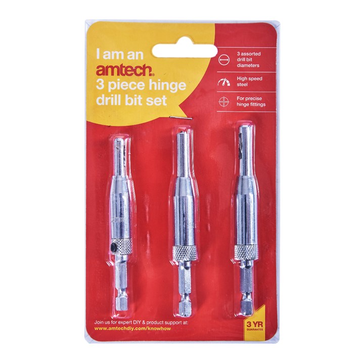 Amtech 3 Piece hinge drill set F2825