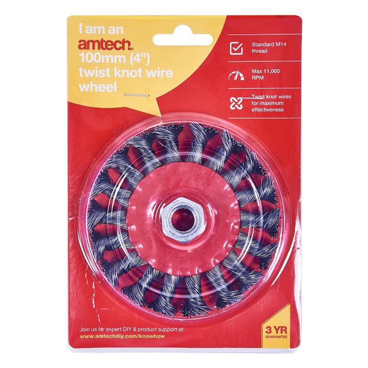 Amtech 100mm (4") Twist knot wire wheel F3365