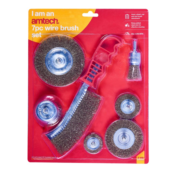 Amtech 7 Piece wire brush set F3610