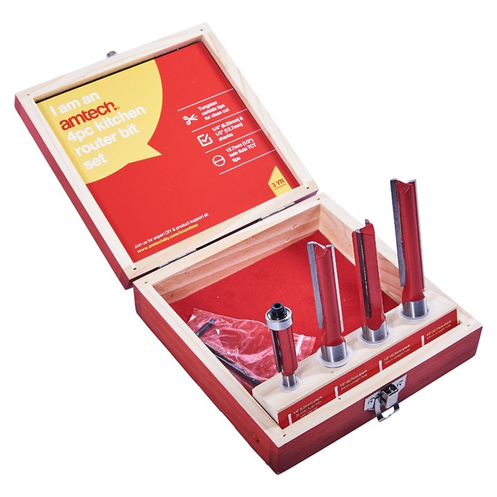 Amtech 4 Piece kitchen router bit set F3625