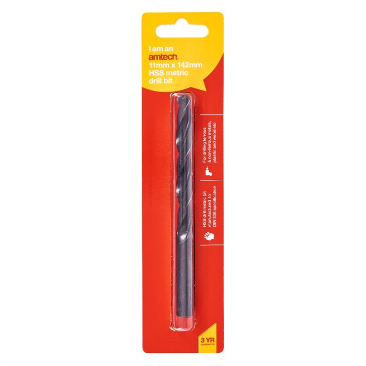 Amtech High speed steel (HSS) metric drill bit (11mm x 142mm) F5023
