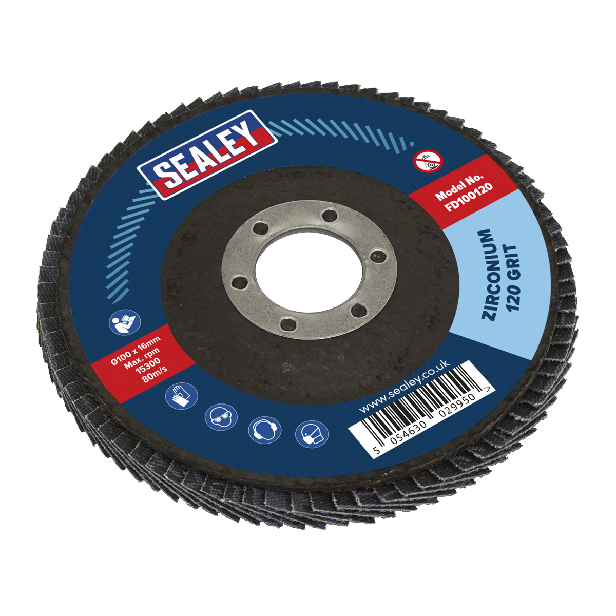 Sealey Ø100mm Zirconium Flap Disc Ø16mm Bore 120Grit FD100120