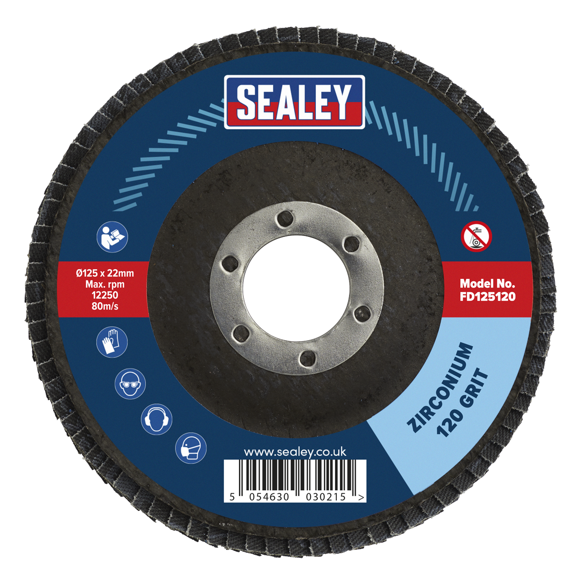 Sealey Ø125mm Zirconium Flap Disc Ø22mm Bore 120Grit FD125120