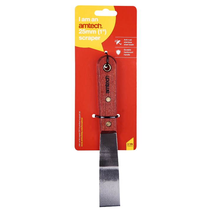 Amtech 25mm (1") Heavy duty scraper with wooden handle G0700